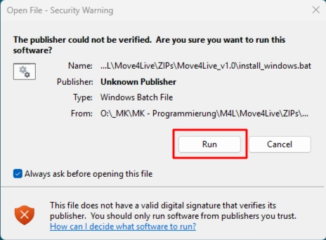 Windows 11: security warning